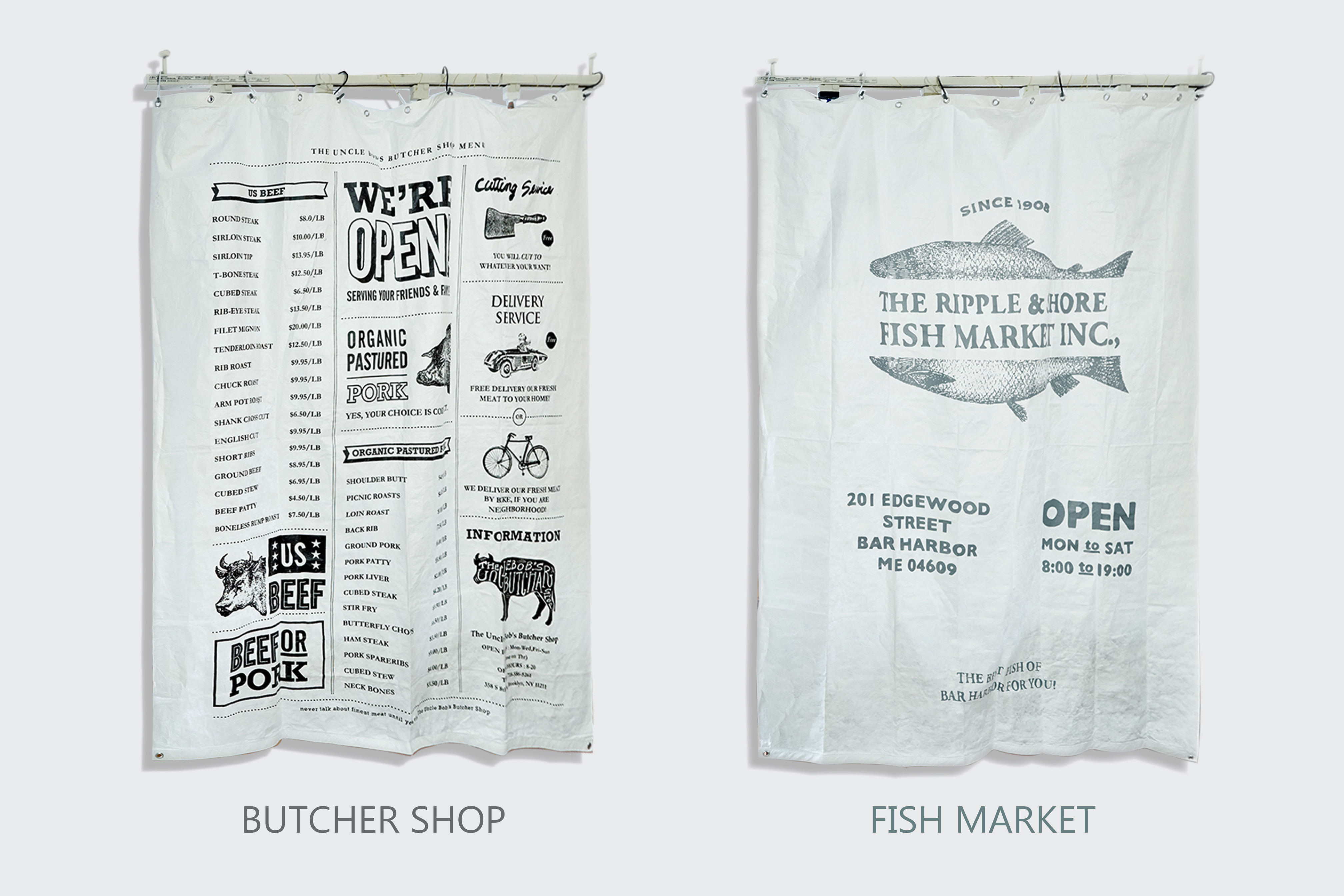 Nostalgic market shower curtain